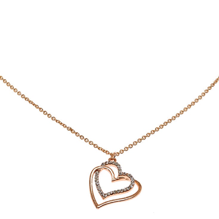 Claire's Collier à coeurs entremêlés couleur doré rose en strass