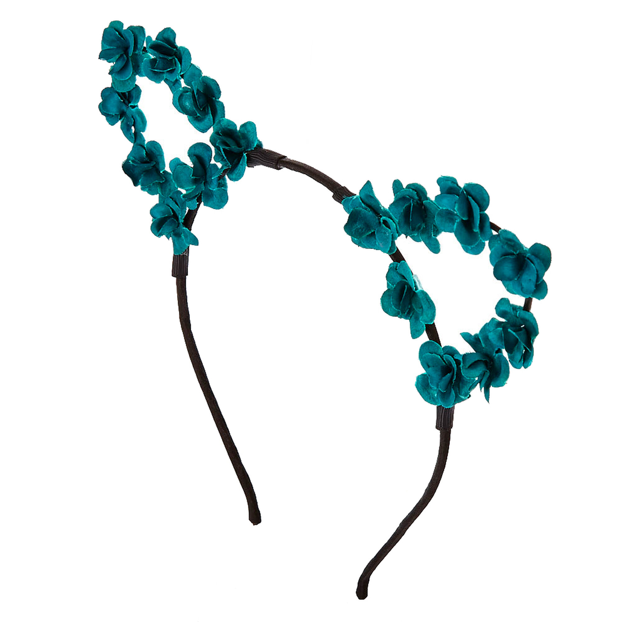 Teal Floral Cat Ears Headband Claire S Us