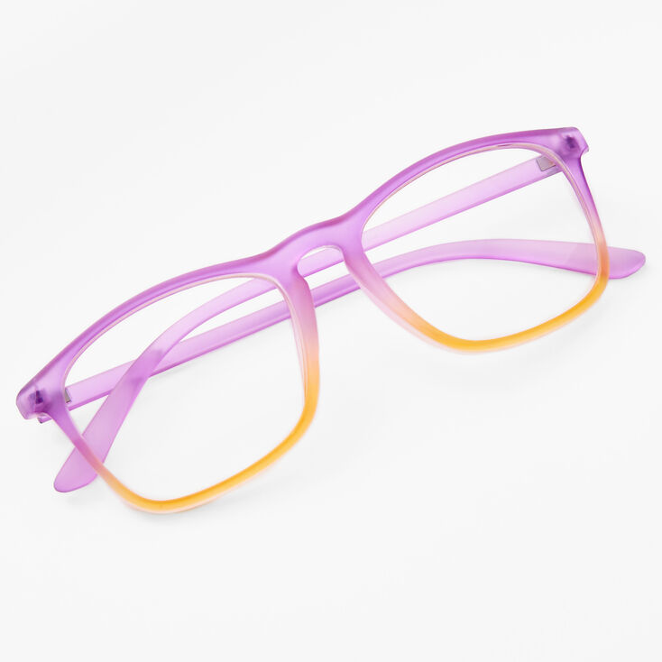 Lunettes &agrave; verres transparents violettes et jaunes,