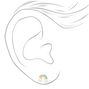 Clous d&#39;oreilles arc-en-ciel paillet&eacute;s couleur argent&eacute;e,