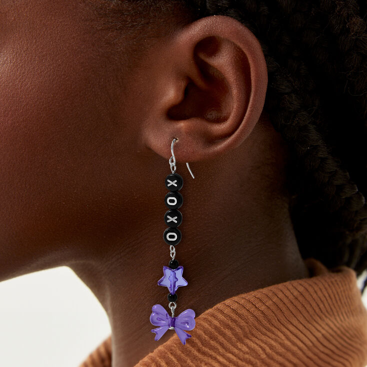Purple &#39;&#39;XOXO&#39;&#39; 3&quot; Drop Earrings,