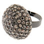 Bague demi d&ocirc;me &agrave; strass noirs,