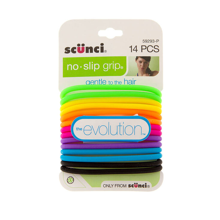 Evolution By Scunci No Slip Grip Rainbow Ponytail Holders Set