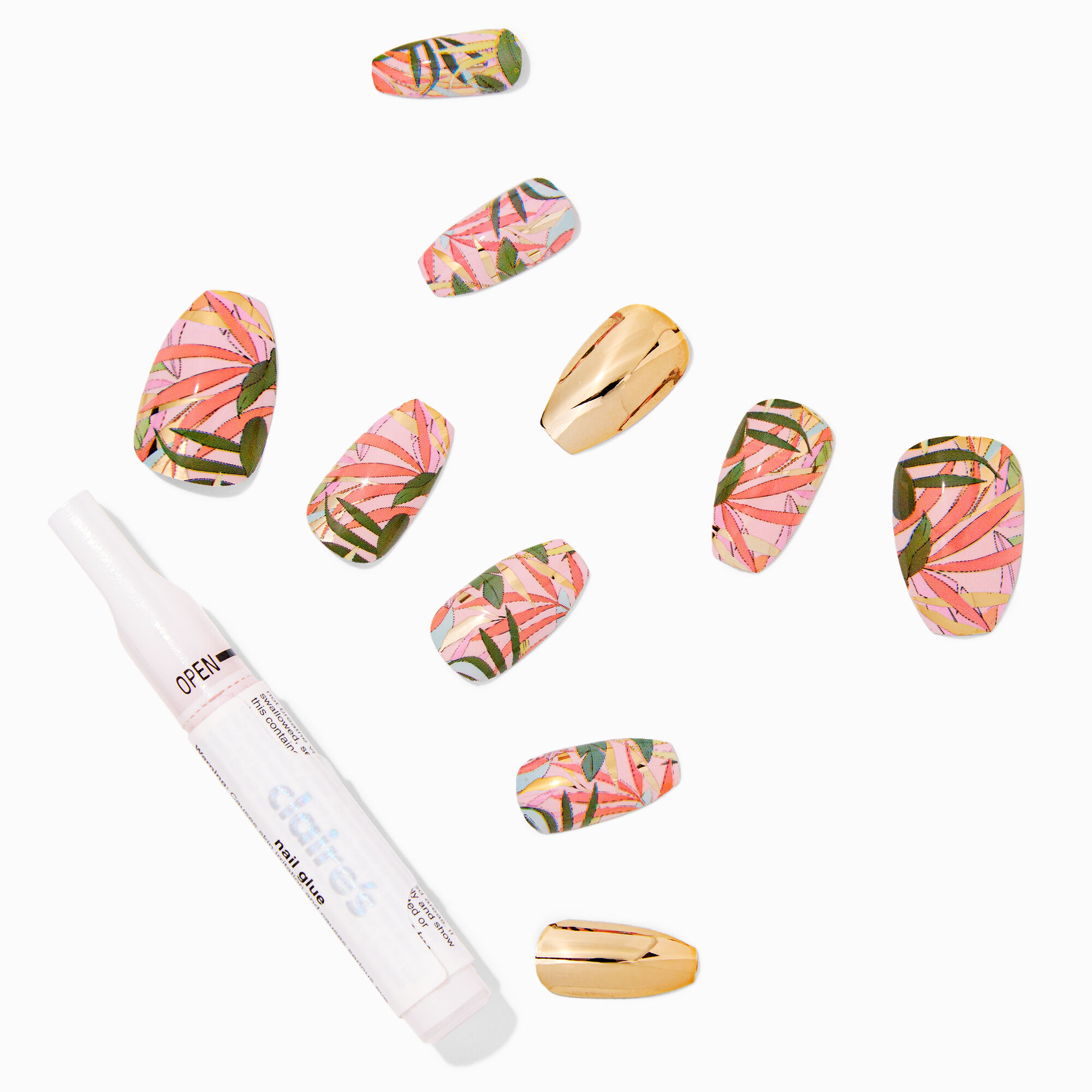 Nude Palm Coffin Vegan Faux Nail Set - 24 Pack,