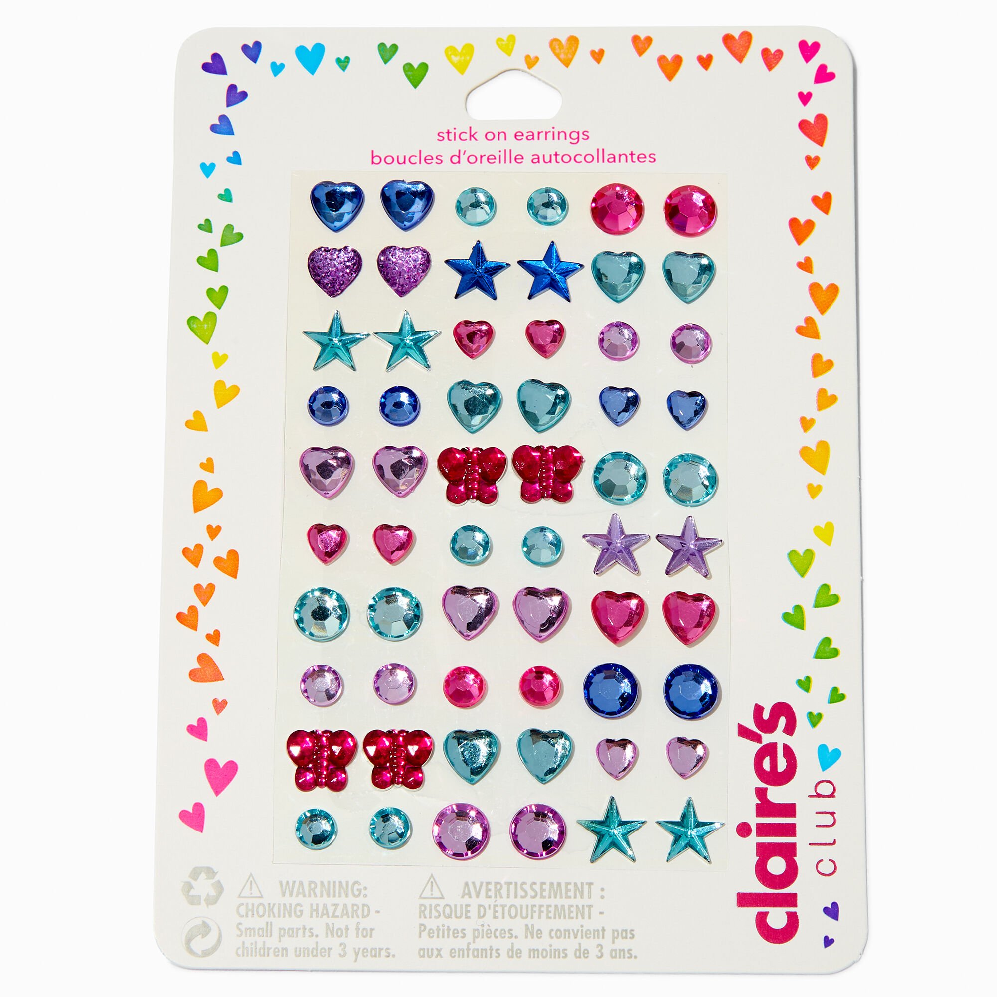 Claire s Club Jewel Tone Stick On Earrings 30 Pack Claire s US