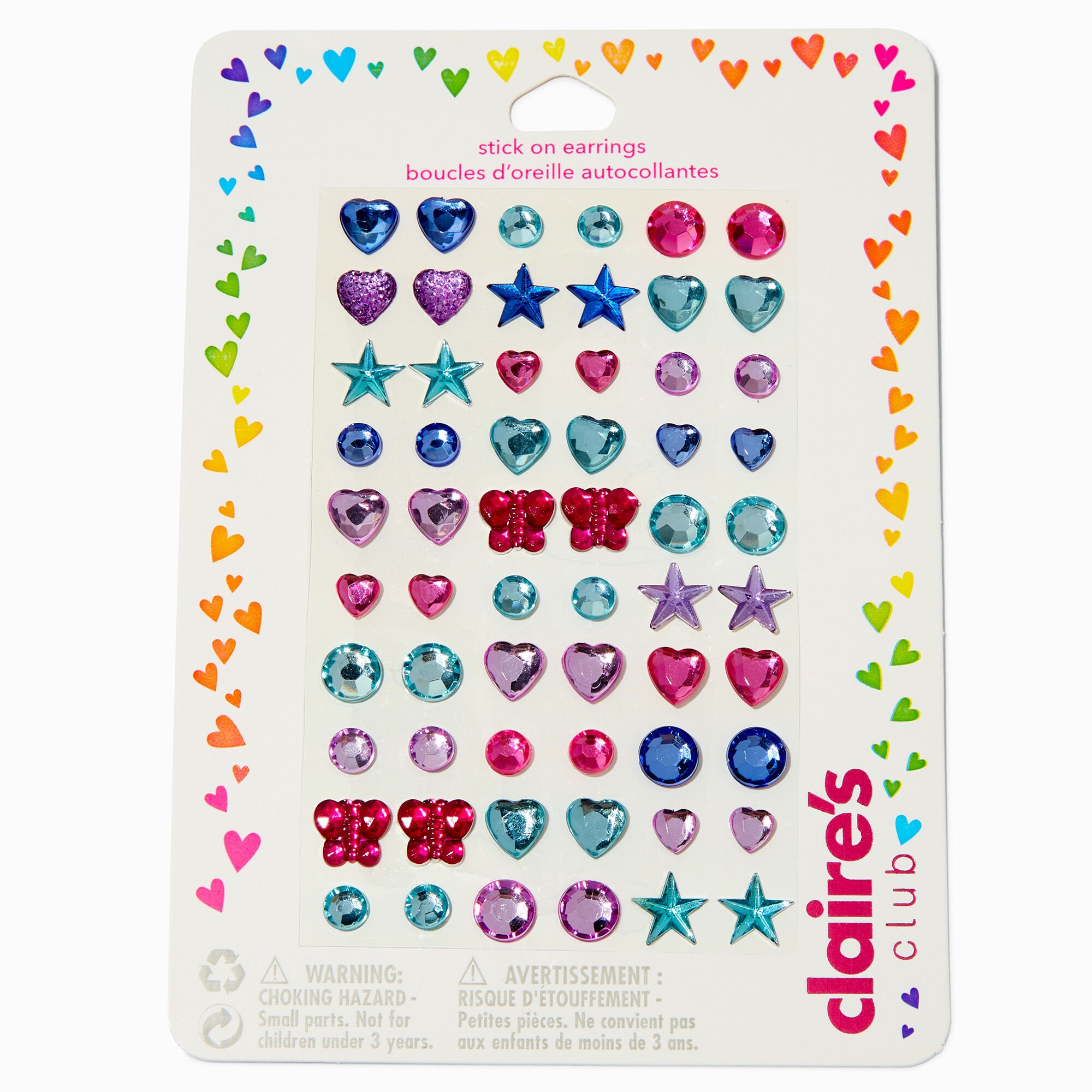 View Claires Club Jewel Tone Stick On Earrings 30 Pack information
