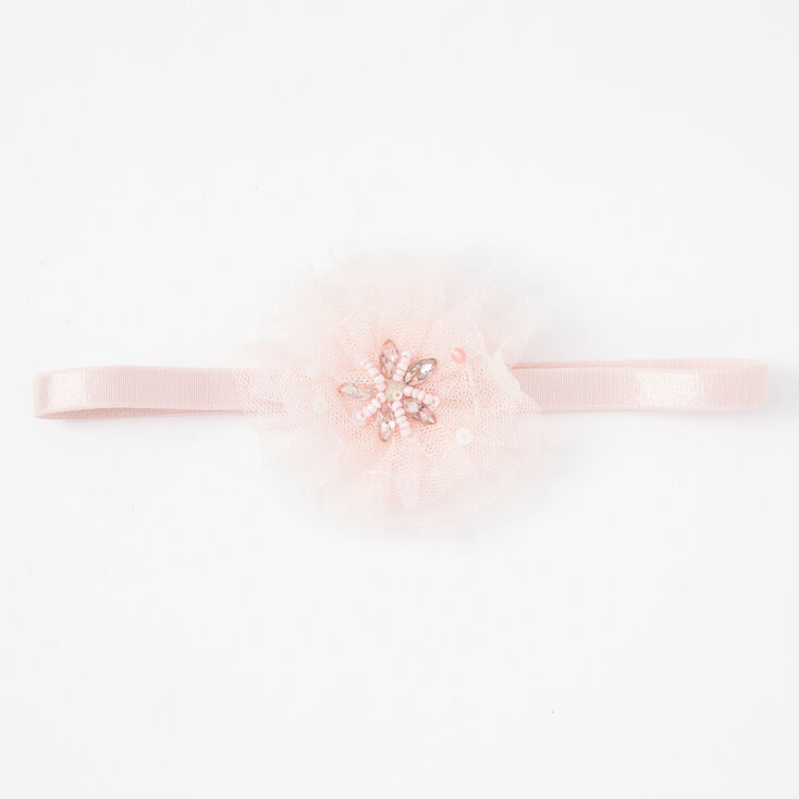 Claire&#39;s Club Pink Tulle Flower Headband,