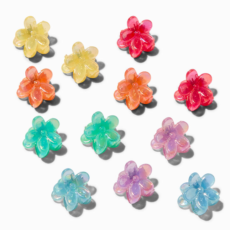 Pearlized Flower Mini Hair Claws - 12 Pack