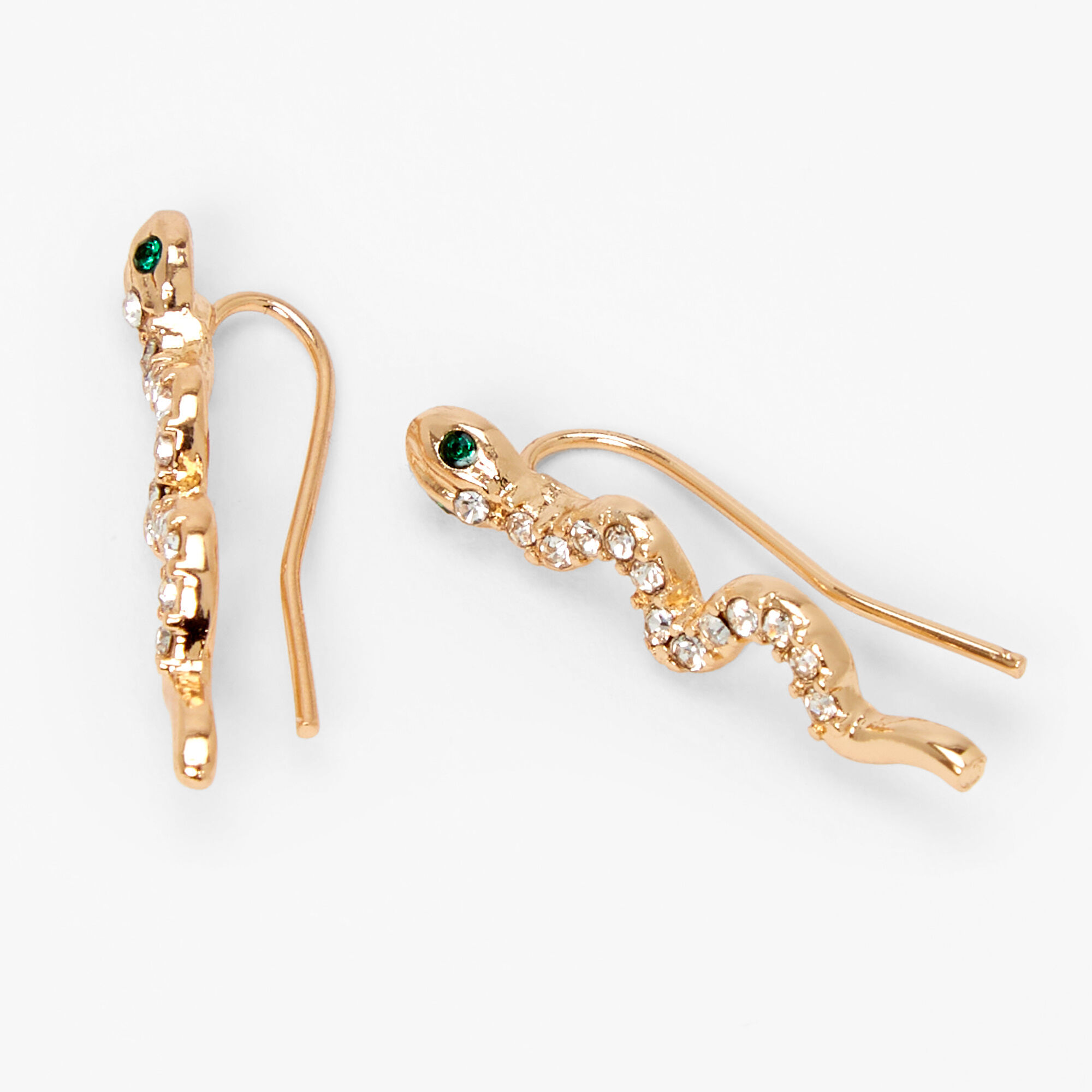 Gold Embellished Snake Ear Crawler Stud Earrings Claire s US
