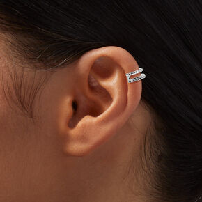 Silver-tone Crystal Embellished Ear Cuffs - 3 Pack,