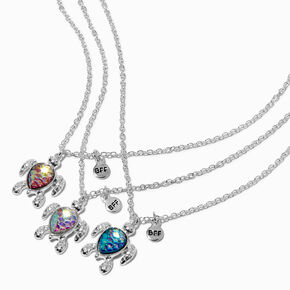 Best Friends Iridescent Turtle Pendant Necklaces - 3 Pack,