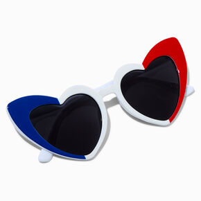 Red, White, &amp; Blue Heart Frame Sunglasses,