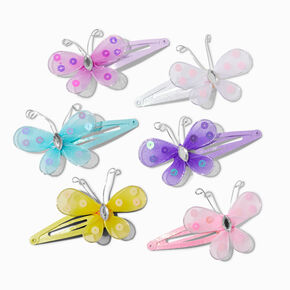 Claire&#39;s Club Pastel Butterfly Net Snap Hair Clips - 6 Pack,