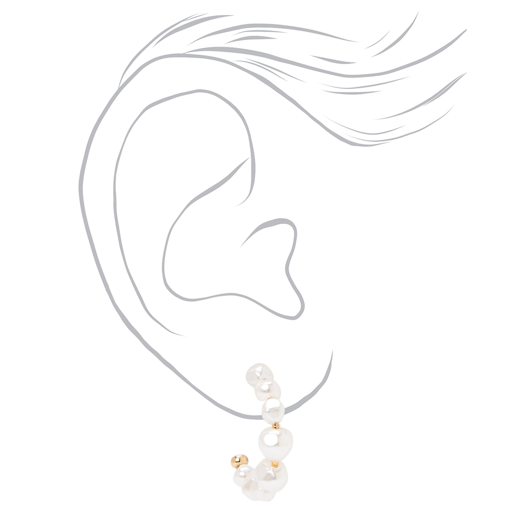 Gold tone 20MM Mini Pearl Hoop Earrings Claire s