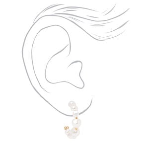 Gold-tone 20MM Mini Pearl Hoop Earrings,