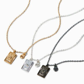 Best Friends Mixed Metal Celestial Tarot Pendant Necklaces - 3 Pack,