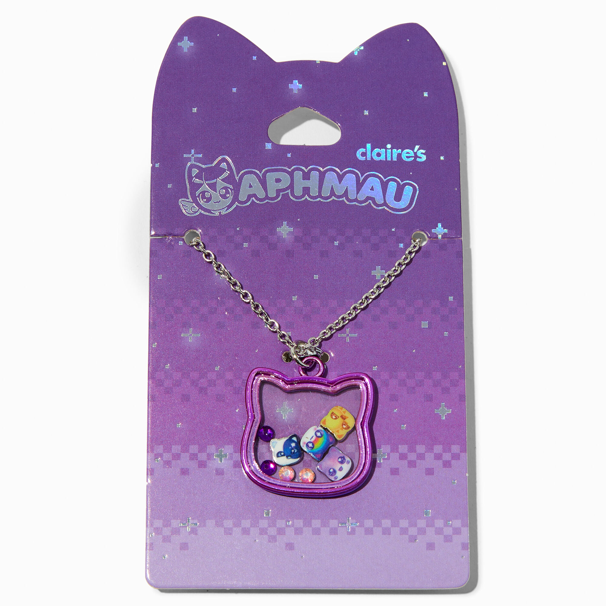 View Claires Aphmau Cat Head Shaker Pendant Necklace Silver information