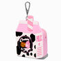 Porte-cl&eacute;s porte-monnaie en silicone lait fraise,