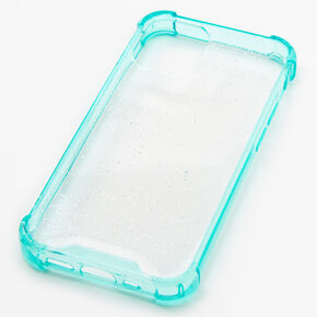 Mint Glitter Clear Phone Case - Fits iPhone 12 Mini,