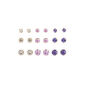 Graduated Purple Stud Earrings - 9 Pack,