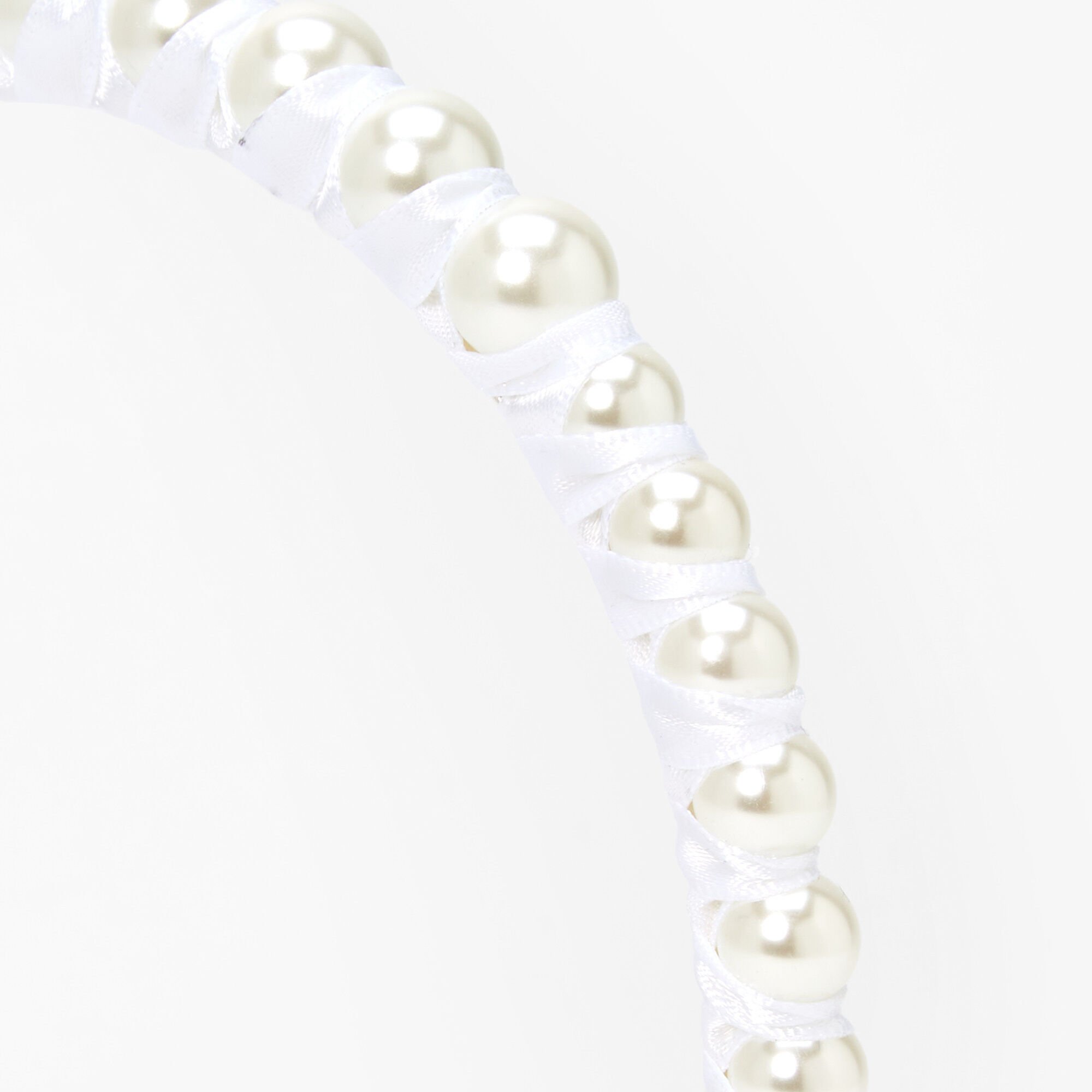 Fabric Wrapped Pearl Headband - White,