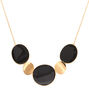 Gold Enamel Disc Statement Necklace - Black,