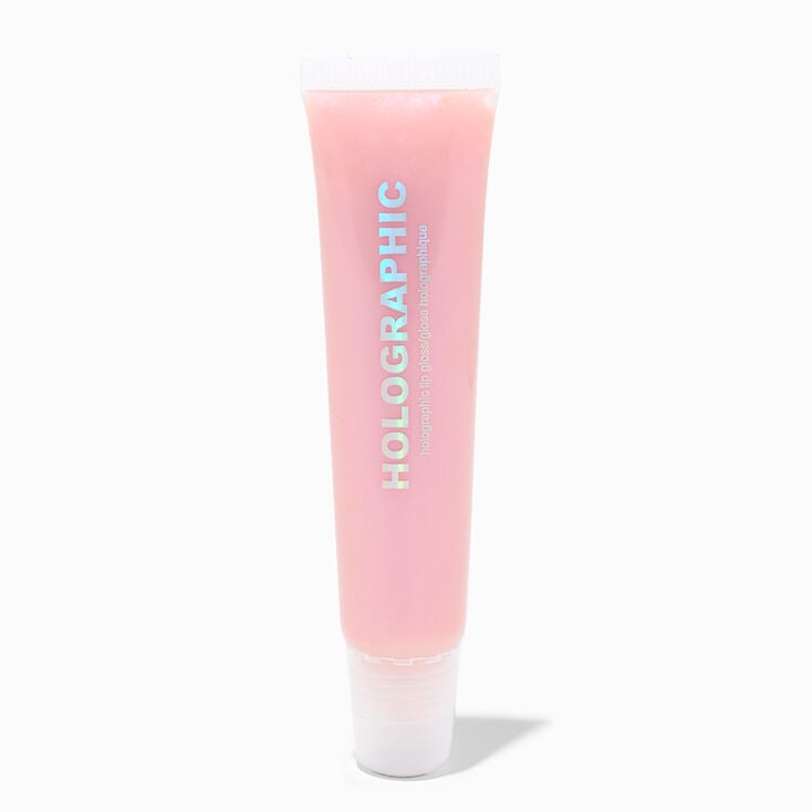 Holographic Light Pink Glossy Lip Gloss Tube,