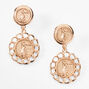 Gold 2&quot; Double Coin Drop Earrings,