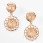 Gold 2&quot; Double Coin Drop Earrings,