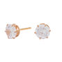 Rose Gold Titanium Cubic Zirconia Round Stud Earrings - 6MM,