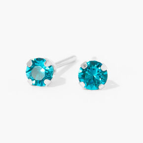 Kit de piercing d&#39;oreilles avec clous d&rsquo;oreilles en zircon d&#39;imitation bleu 3&nbsp;mm d&eacute;cembre or 9 carats plaqu&eacute; rhodium avec lotion de soin,