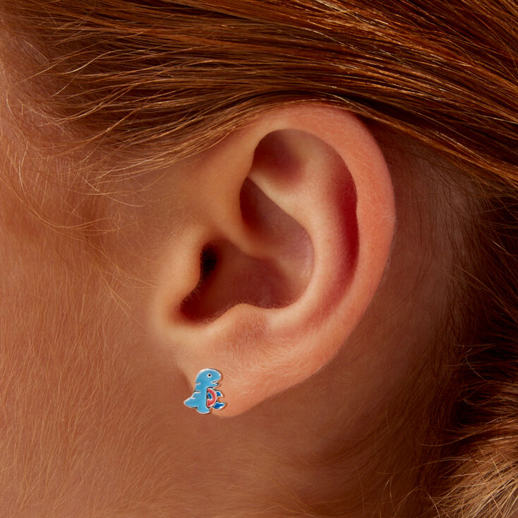 Mixed Dinosaur Silver Stud Earrings - 9 Pack,
