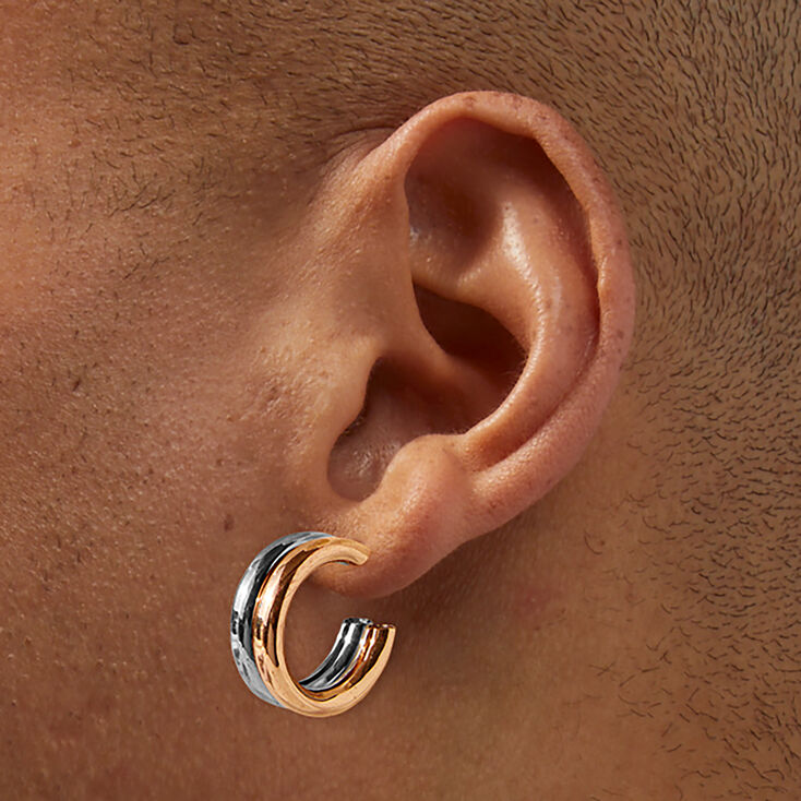 Boucles d&#39;oreilles huggies en m&eacute;taux mixtes,