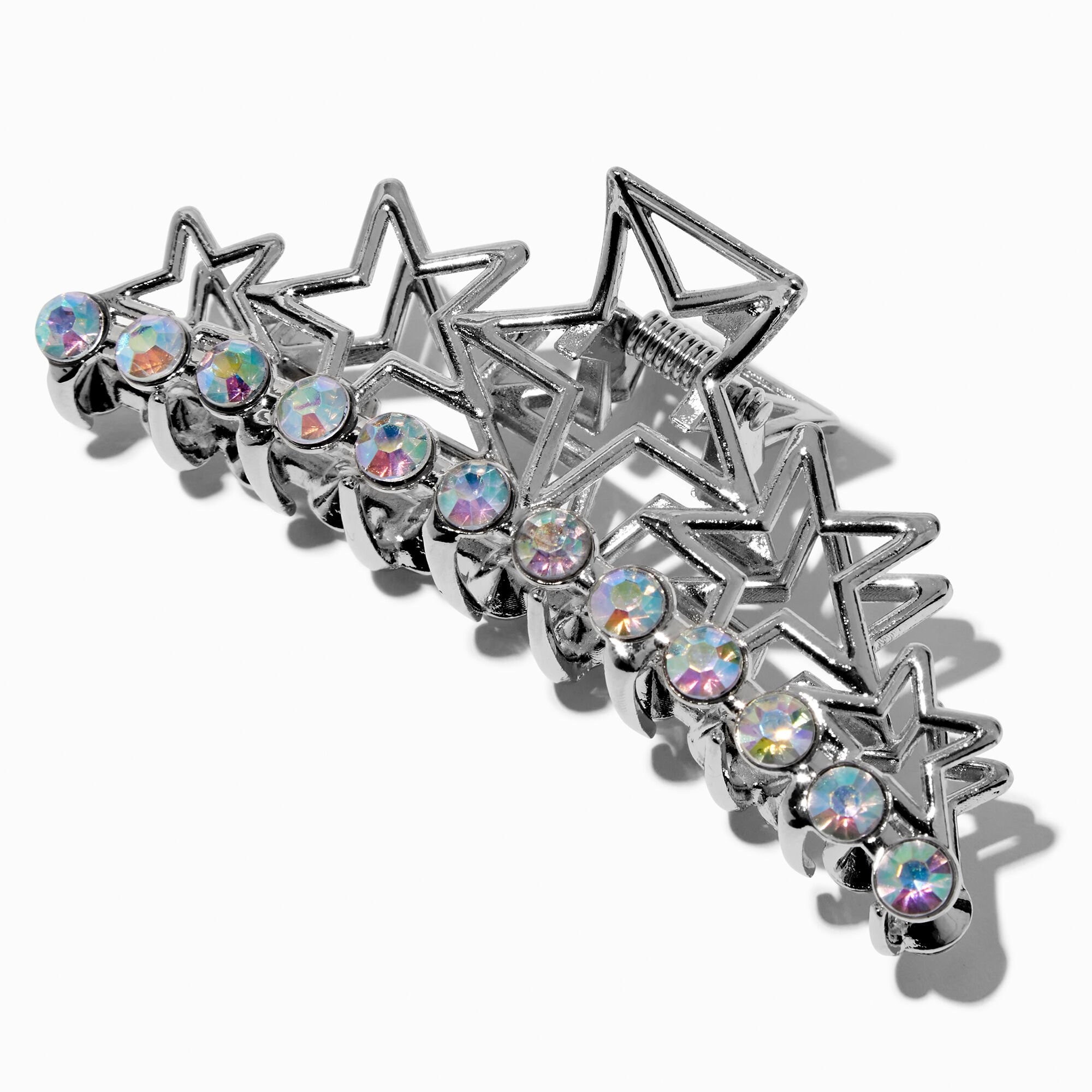 Silver Crystal Stars Hair Claw ,