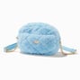Furry Blue Quilted Crossbody Bag,
