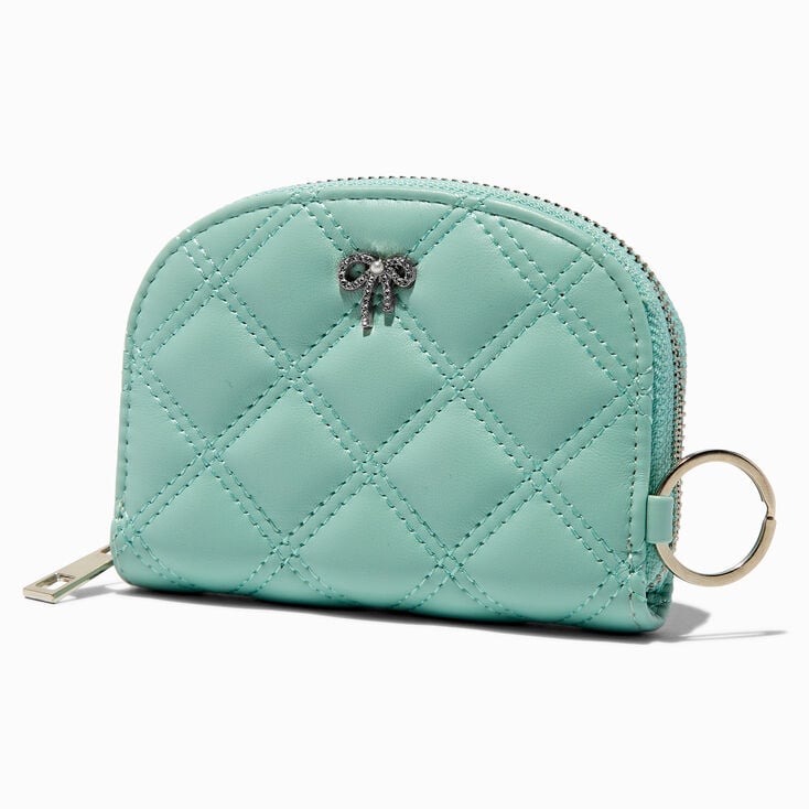 Crystal Bow Quilted Mint Green Wallet