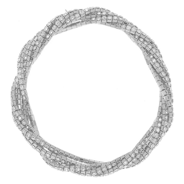 Silver Rhinestone Twist Stretch Bracelet,