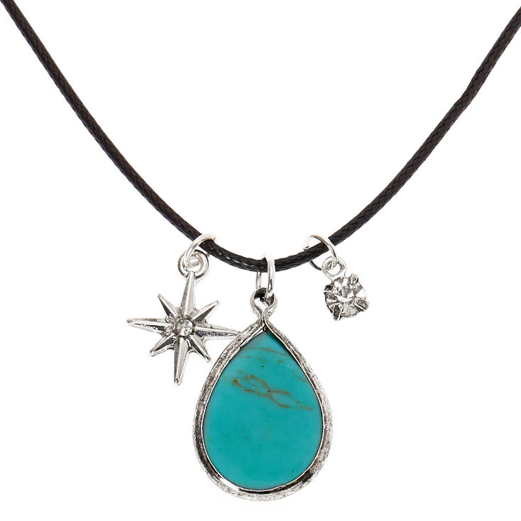 Claire's Collier à pendentif goutte pierre - Turquoise