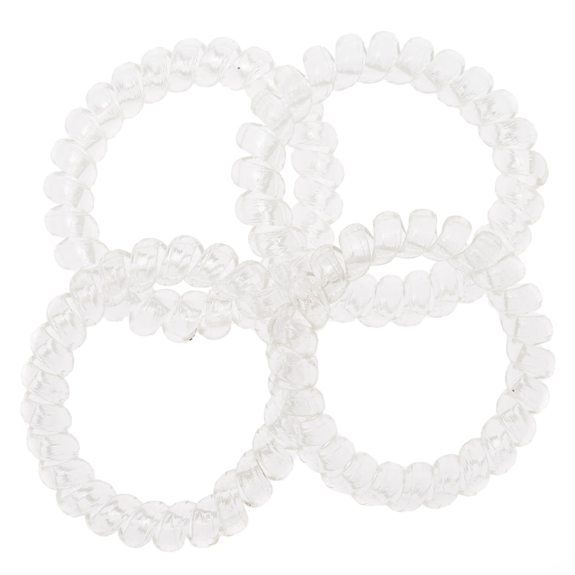 Spiral Hair Ties - Clear, 4 Pack,
