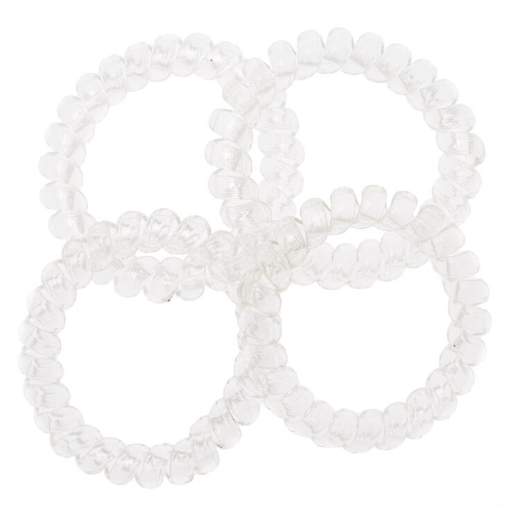 Spiral Hair Ties - Clear, 4 Pack,