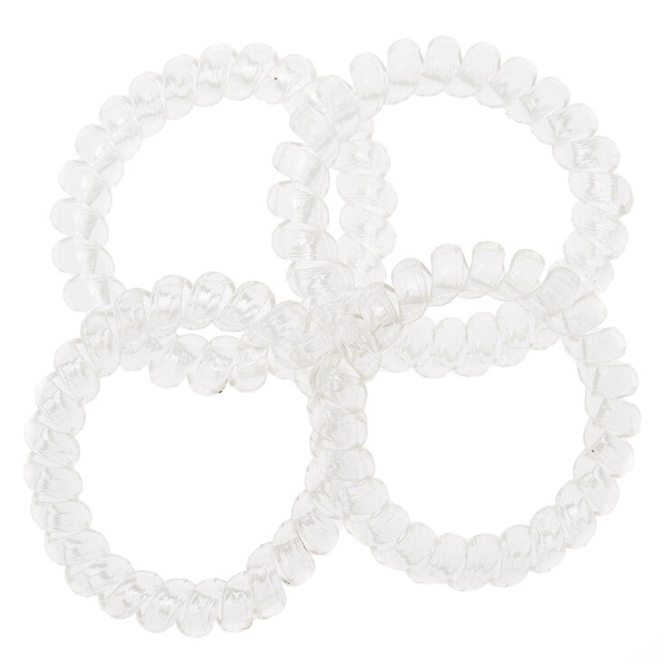 Spiral Hair Bobbles - Clear, 4 Pack,