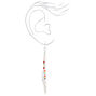 Silver 2&quot; Rainbow Beaded Feather Drop Earrings,