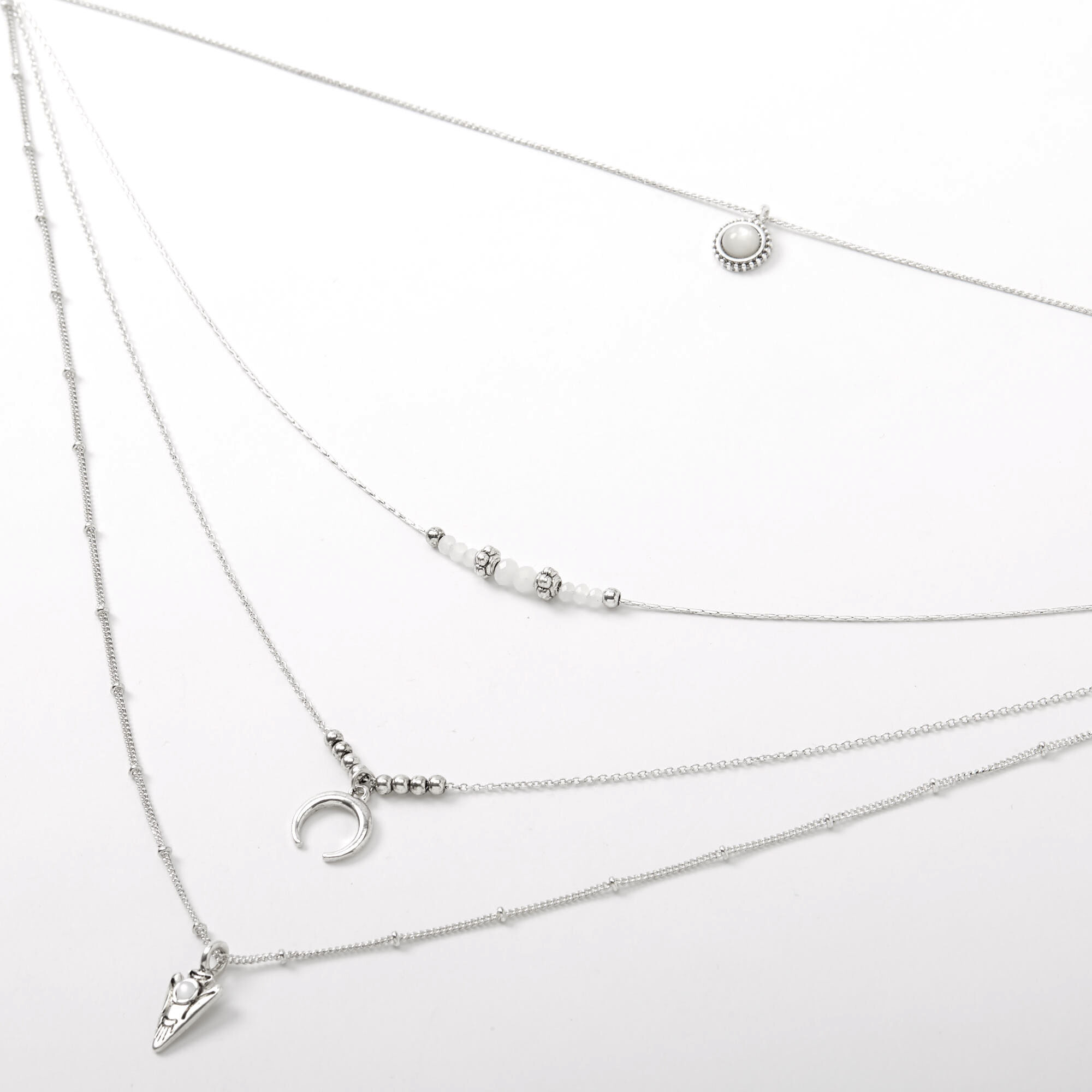Silver Western Stone Multi Strand Necklace,