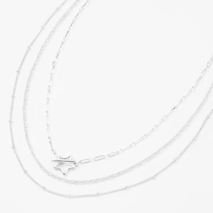 Silver Star Toggle Multi Strand Necklace,