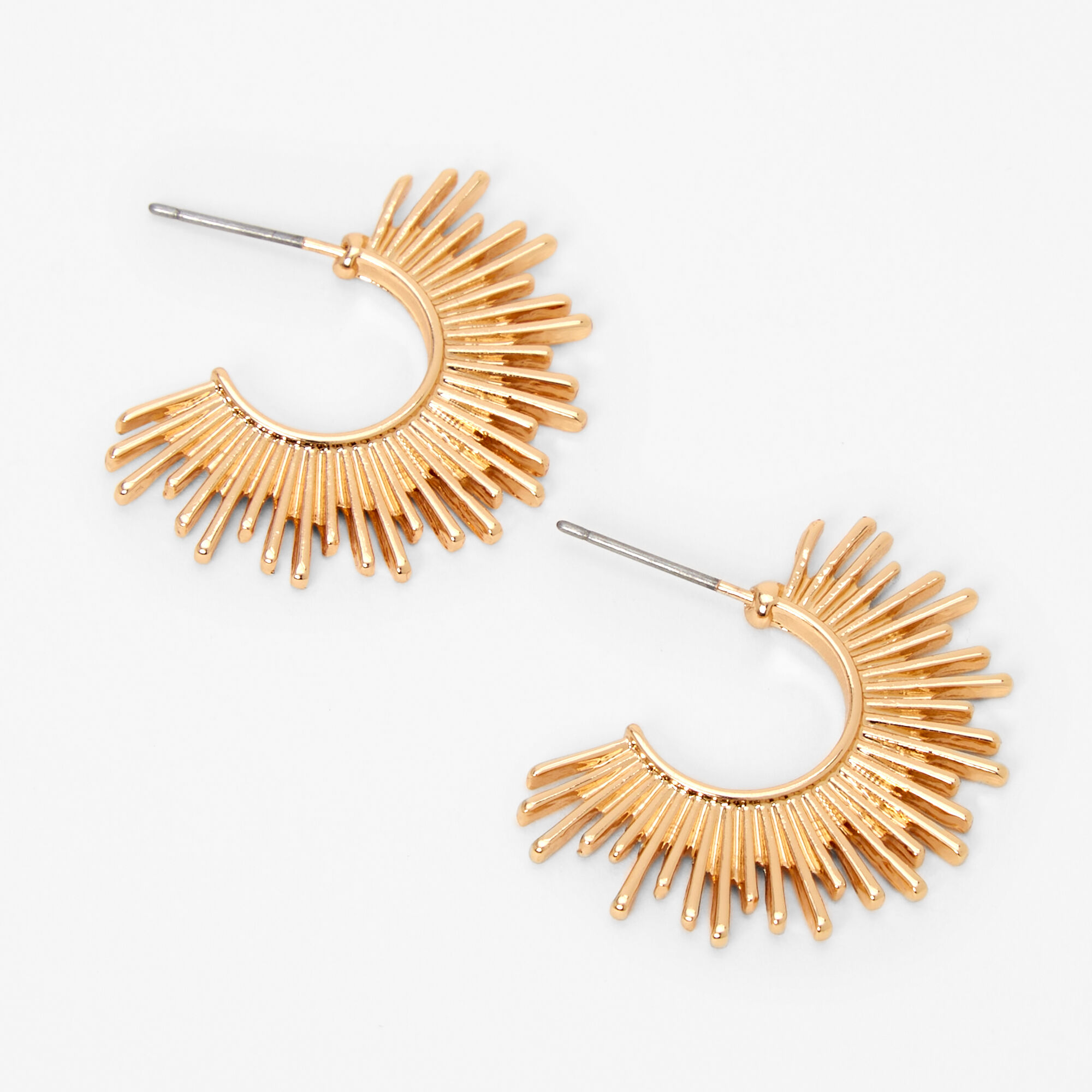 View Claires Tone 30MM Sunburst Hoop Earrings Gold information