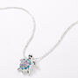 Silver-tone Blue &amp; Purple Embellished Turtle Pendant Necklace,