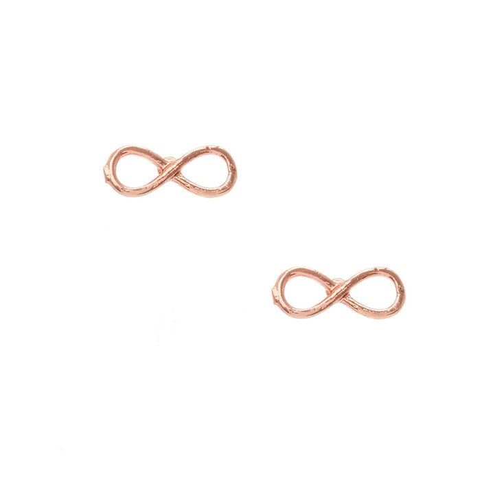 18kt Rose Gold Plated Infinity Stud Earrings,