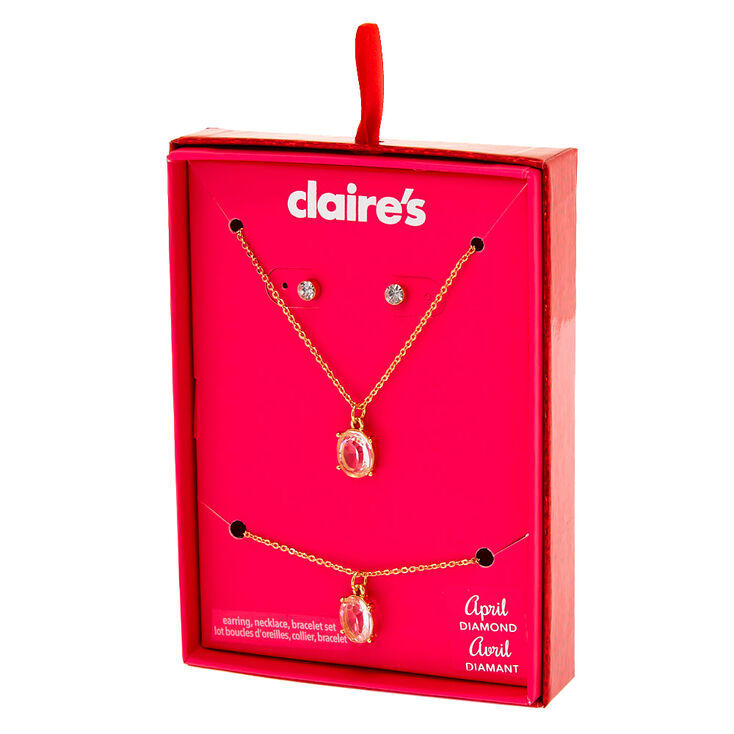 April Birthstone Jewellery Gift Set - Diamond, 3 Pack,