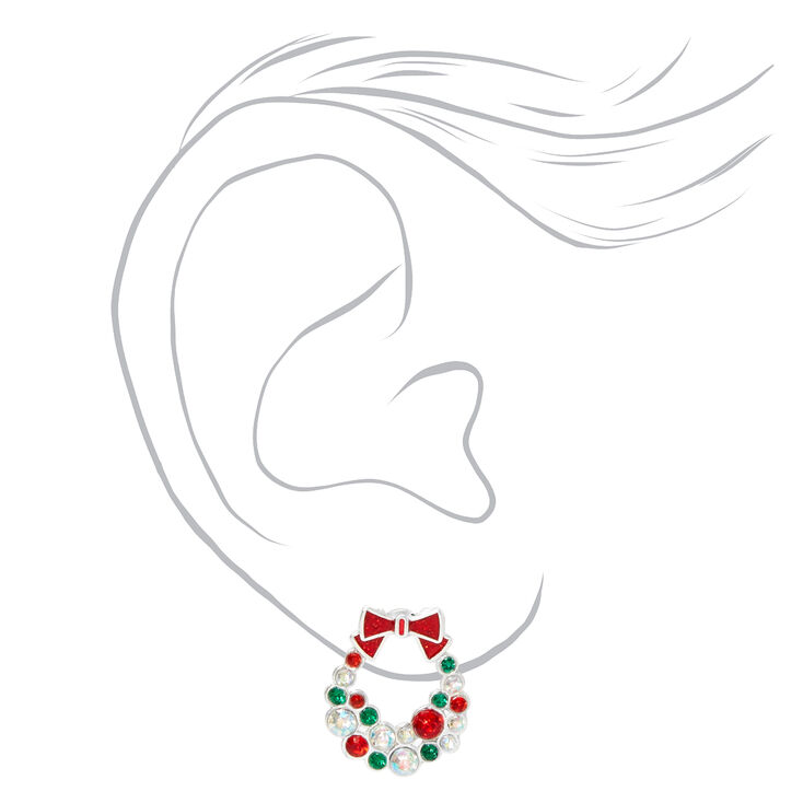 Crystal Wreath Christmas Stud Earrings,