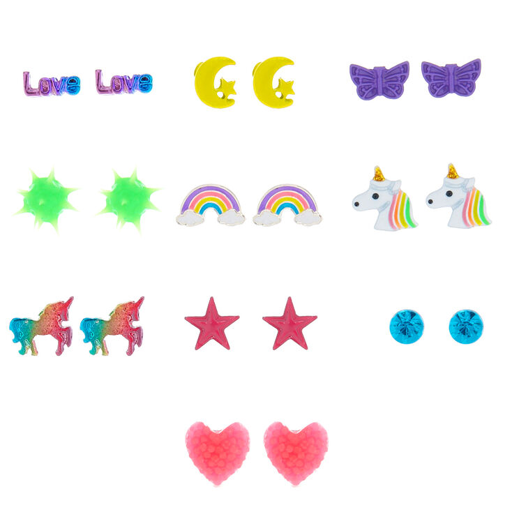 Rainbow Magic Stud Earrings - 9 Pack,